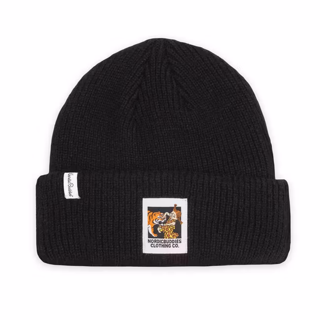 NordicBuddies Pippi and Tiger Beanie, Black