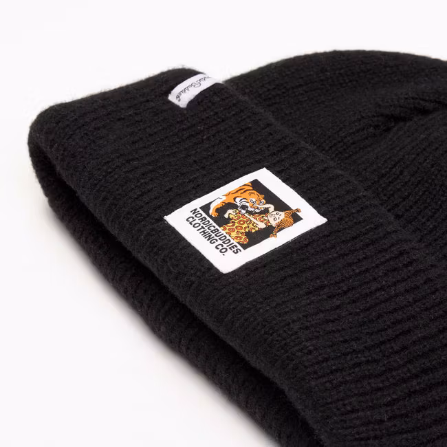 NordicBuddies Pippi and Tiger Beanie, Black