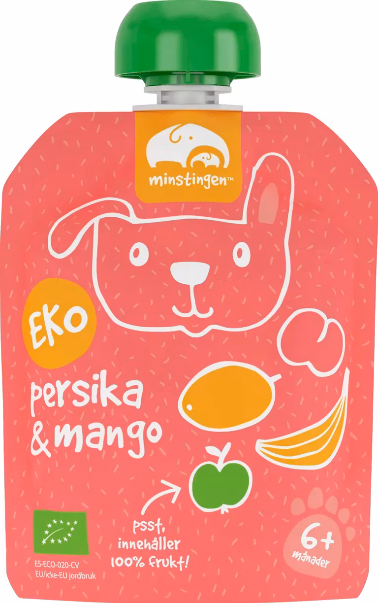 Minstingen Organic Fruit Porridge, Peach & Mango - 120 grams