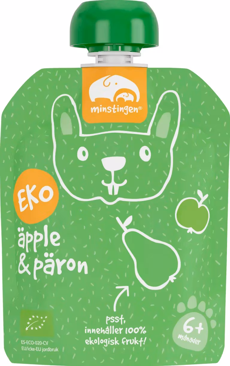 Minstingen Organic Fruit Porridge, Apple & Pear - 120 grams