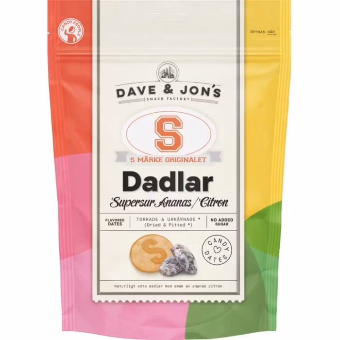 Dave & Jon's Dates S-brand Super Sour Pineapple/Lemon - 125 g