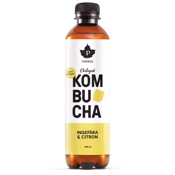 Pureness Organic Kombucha, Ginger & Lemon - 400 ml