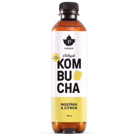 Pureness Organic Kombucha, Ginger & Lemon - 400 ml