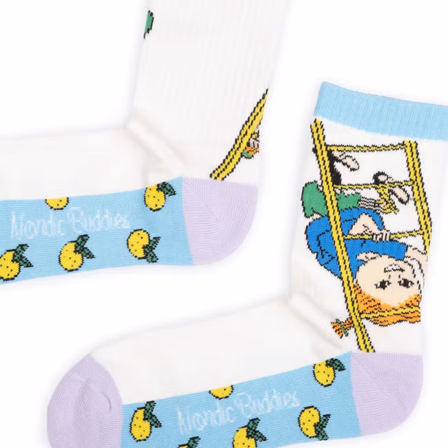 Kopia Nordic Buddies Pippi And The Bang Męskie skarpetki retro - białe