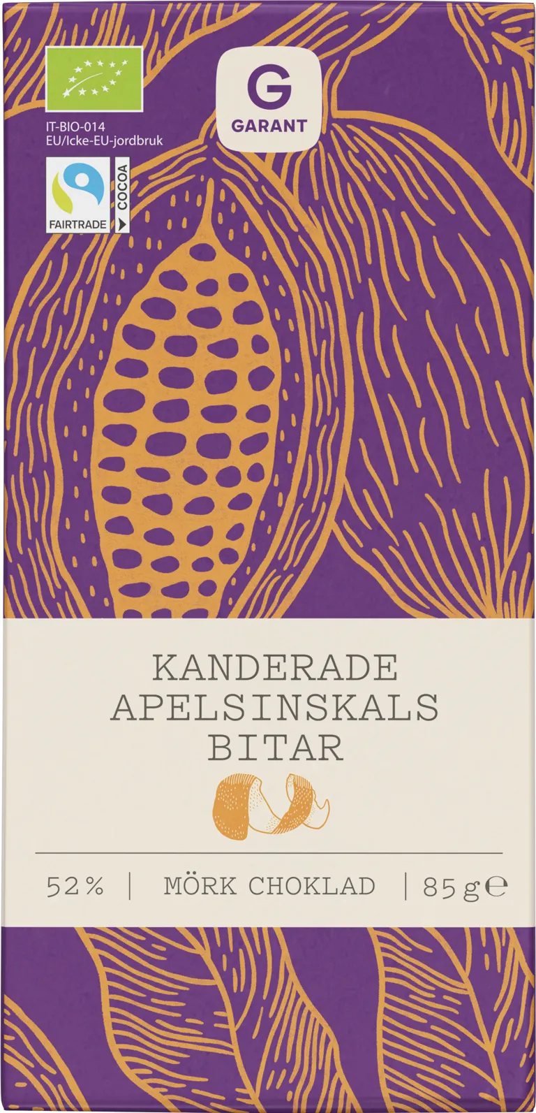 Garant Organic Dark Chocolate, Candied Orange Peel - 85 grams