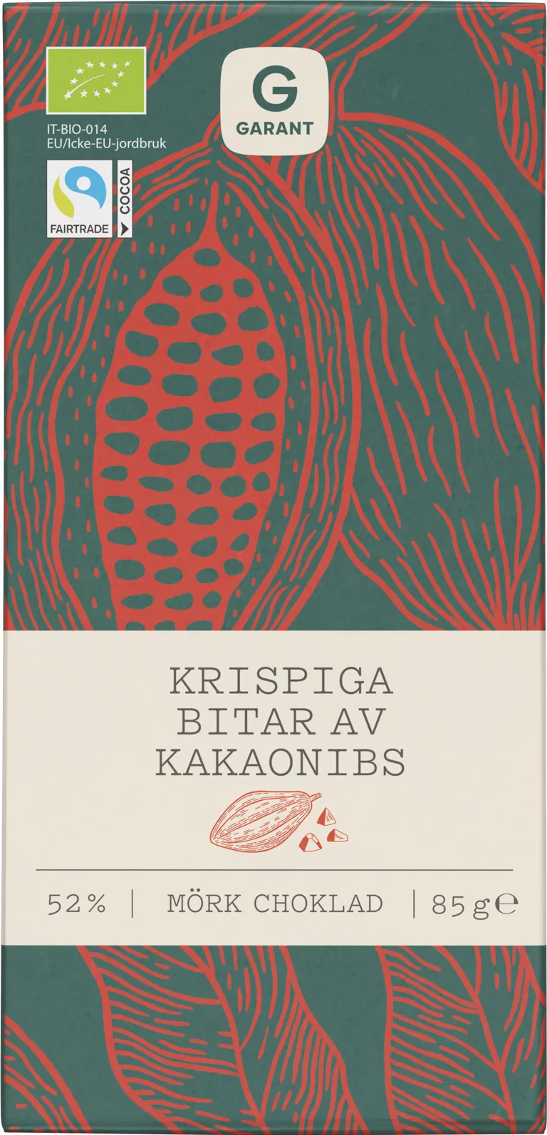 Garant Organic Dark Chocolate, Cocoa Nibs - 85 grams