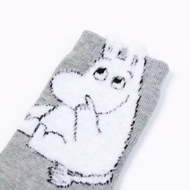 Moomintroll Fluffy Kids Socks, Grey - Size: 28-31