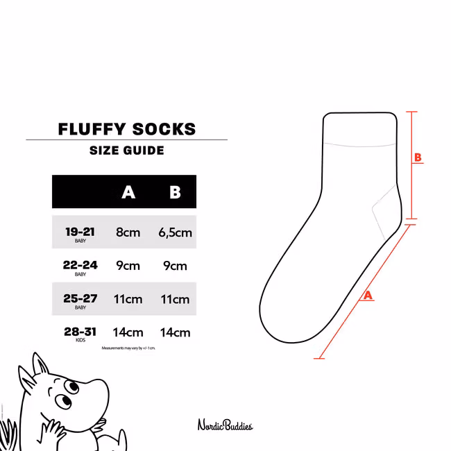 Moomintroll Fluffy Kids Socks, Grey - Size: 28-31