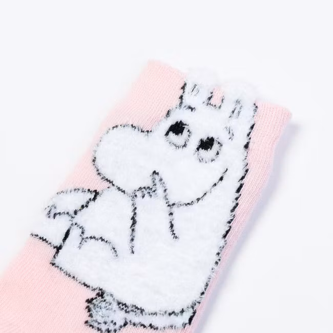 Moomintroll Fluffy Kids Socks, Pink - Size: 28-31
