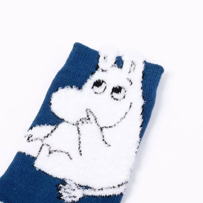 Moomintroll Fluffy Kids Socks, Blue - Size: 28-31
