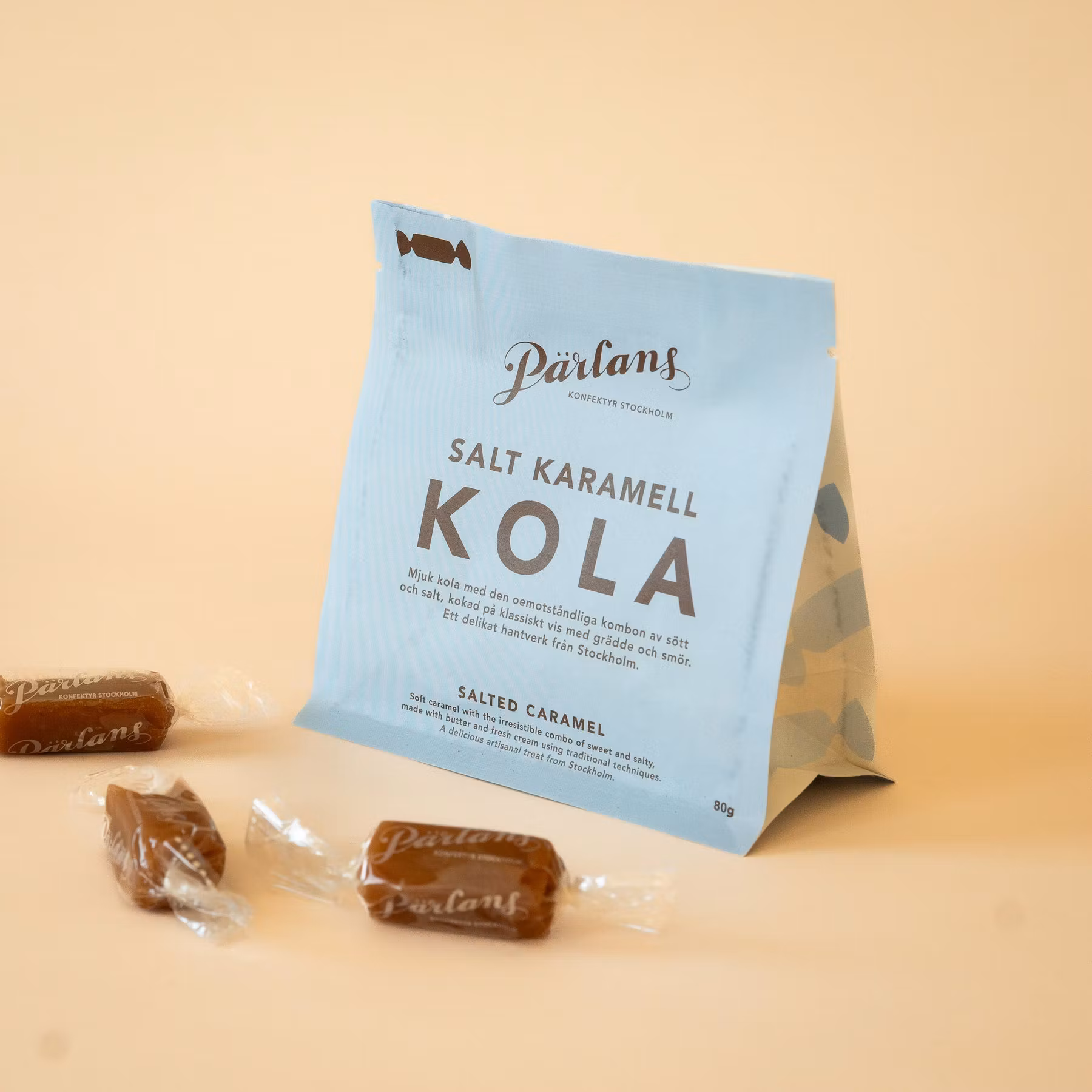 Pärlans Konfektyr Caramels, caramelo salado, 8 piezas - 80 gramos