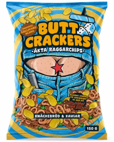 Chips Ronny & Ragge Butt Crackers au caviar et pain croustillant - 150 grammes