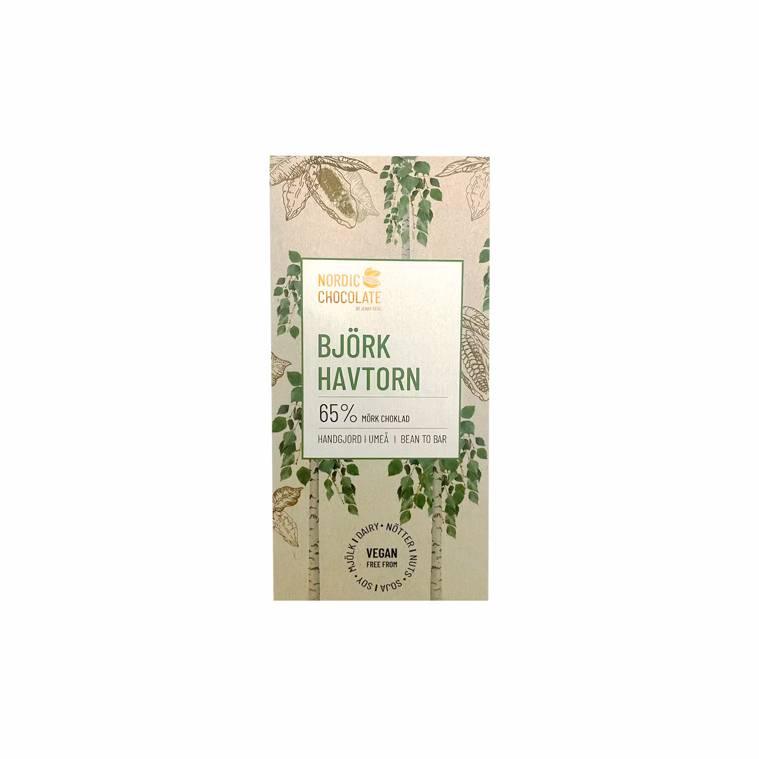 Cioccolato nordico betulla e olivello spinoso, 65% - 90 grammi