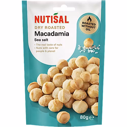 Nueces de macadamia tostadas y saladas Nutisal - 80 gramos