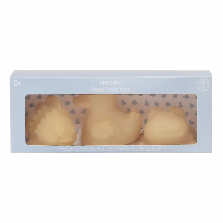 Hevea Presentset  med tre badleksaker i naturgummi - Pond Trio
