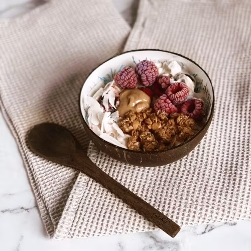 Coconut bowl Kokosskål - blå blomma
