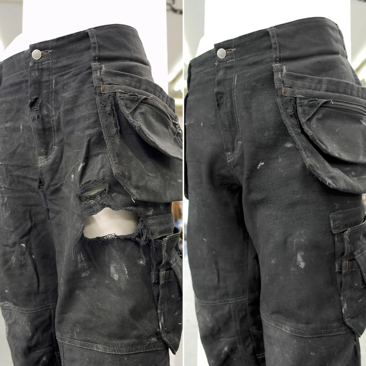 Laga dina arbetsbyxor innan/under/efter renoveringen.