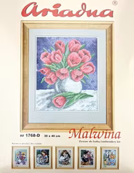 Broderikit tavla med moulinégarn från Ariadna Blommor