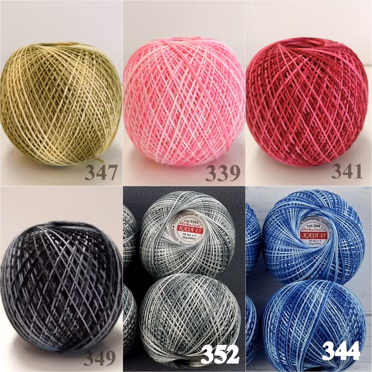 Kaja 15 Ariadna Merceriserat Bomull 30g ombré virkgarn