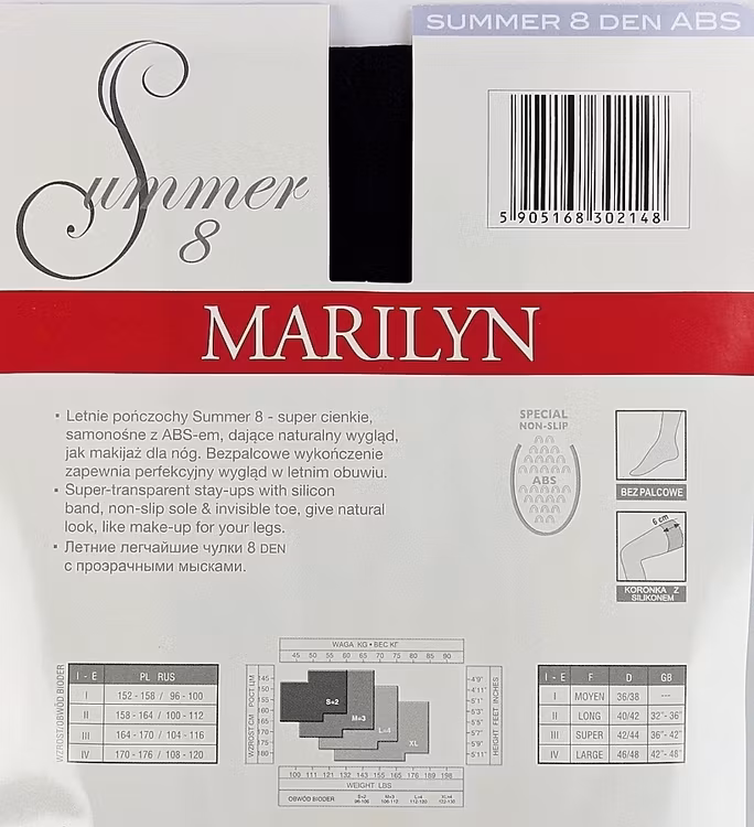 Summer 8 den Marilyn Stay-Ups 42-44 (M/L) Halkfri