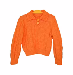 Handsitckad orange tröja 116 cm/5-6år