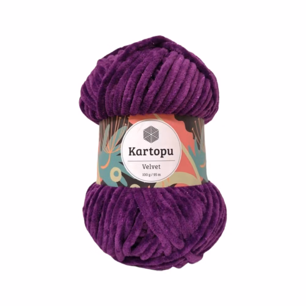 Velvet chenillegarn glitter Kartopu 100g  lila