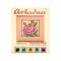 Broderikit tavla med moulinégarn Ariadna Rosa 15x15 cm
