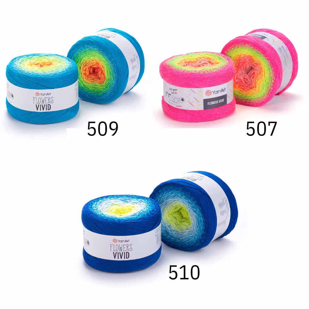 Flowers Vivid YarnArt 250g bomull neon