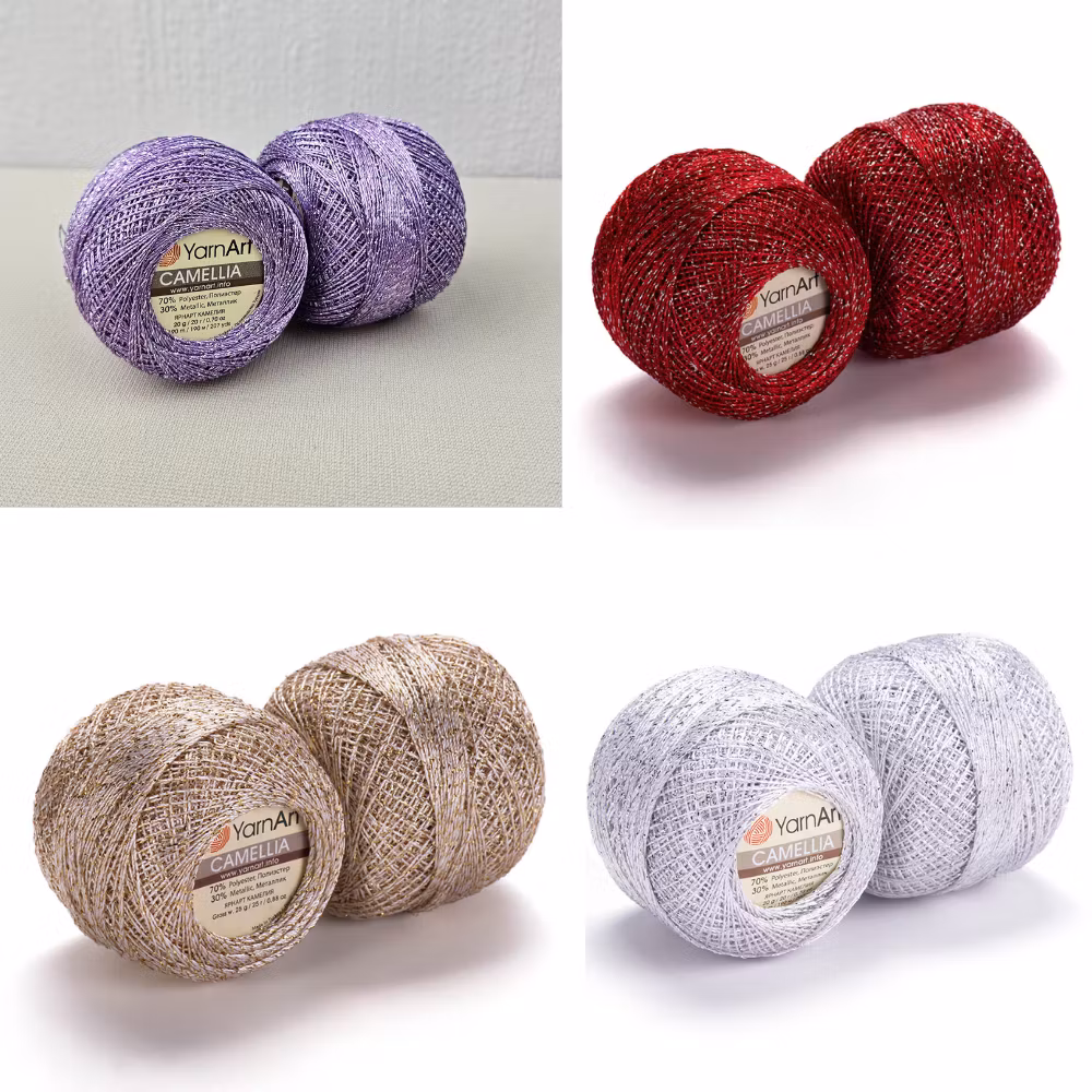 spetsgarn virkgarn glitter tråd camellia yarnart