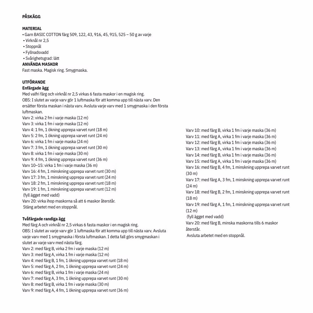 virkmonster gratis påskägg bomullsgarn