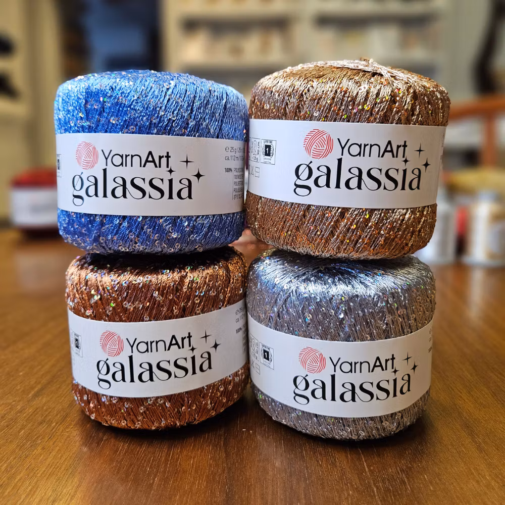 galassia glitter tråd virkgarn med paljetter
