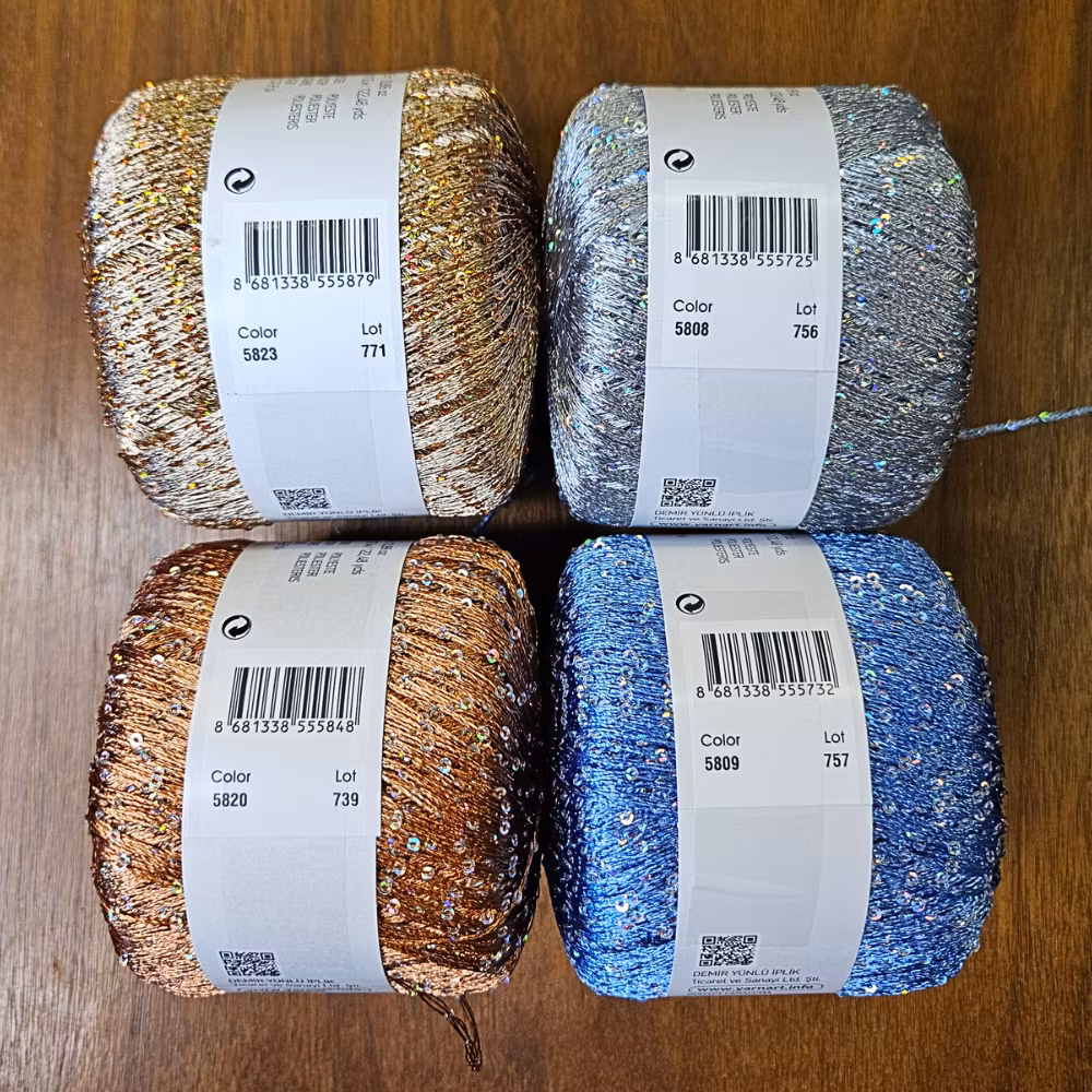 galassia glitter tråd virkgarn med paljetter