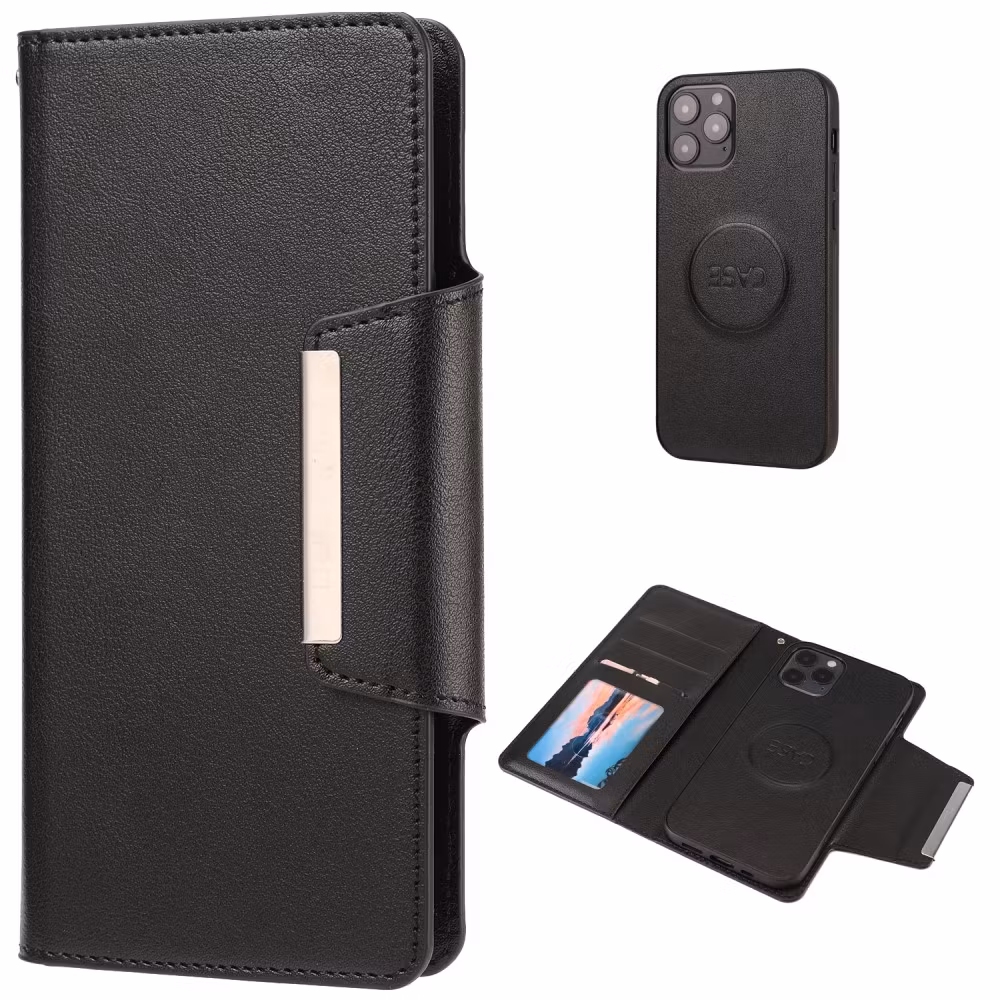 IPhone 12 - 2in1 Magnet Plånboksfodral Svart