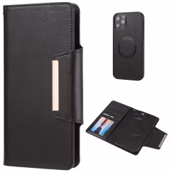 IPhone 12 - 2in1 Magnet Plånboksfodral Svart