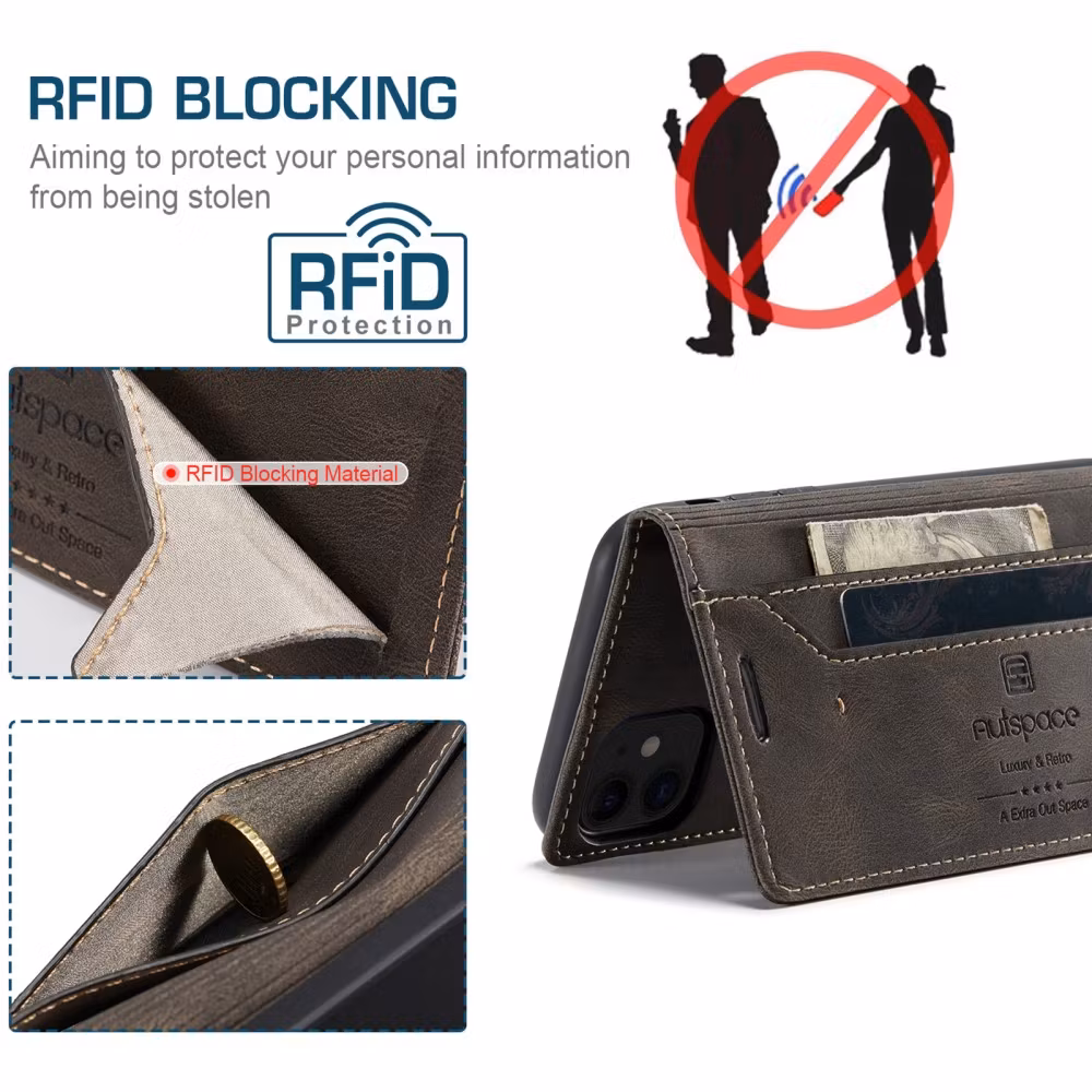 iPhone 11 - Fodral Premium RFID Skyddat Brun