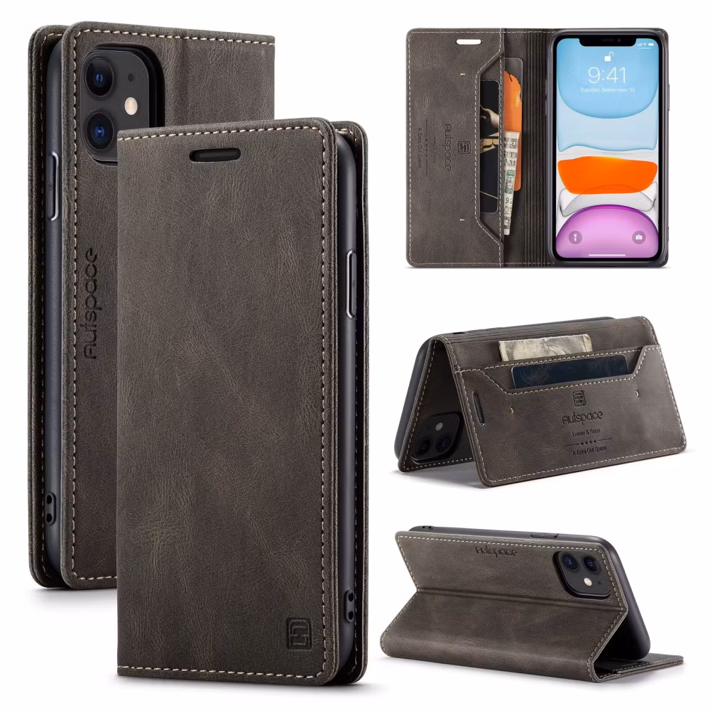 iPhone 11 - Fodral Premium RFID Skyddat Brun