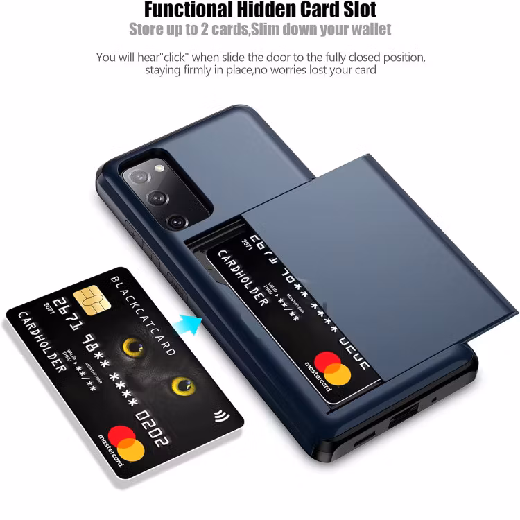 Samsung S20 FE - Stöttåligt Hybrid Skal Kortfack Solid® Blå