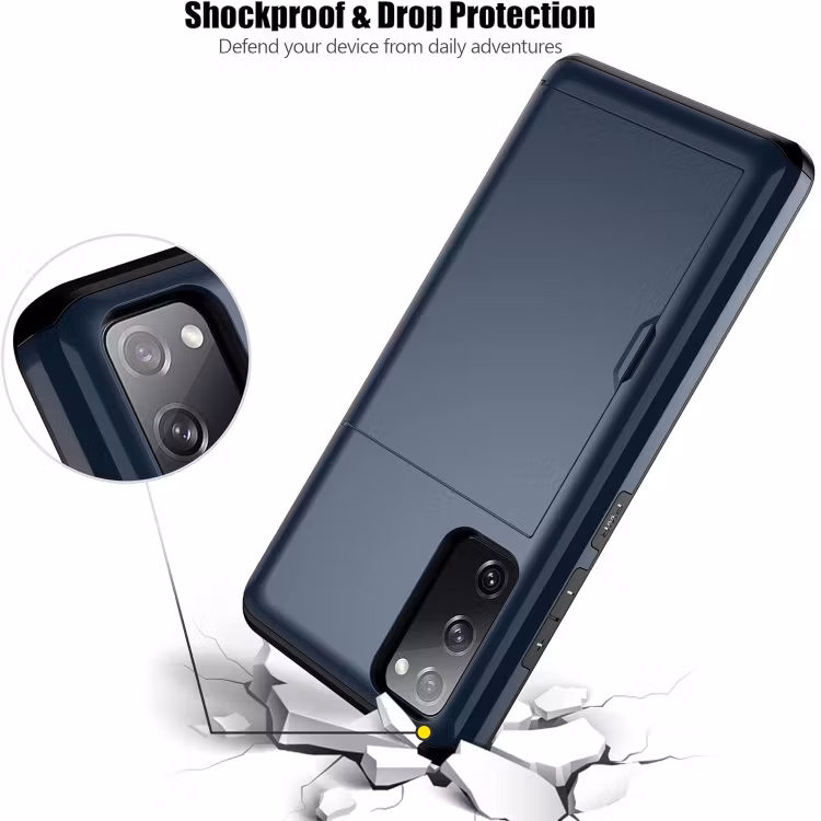 Samsung S20 FE - Stöttåligt Hybrid Skal Kortfack Solid® Blå