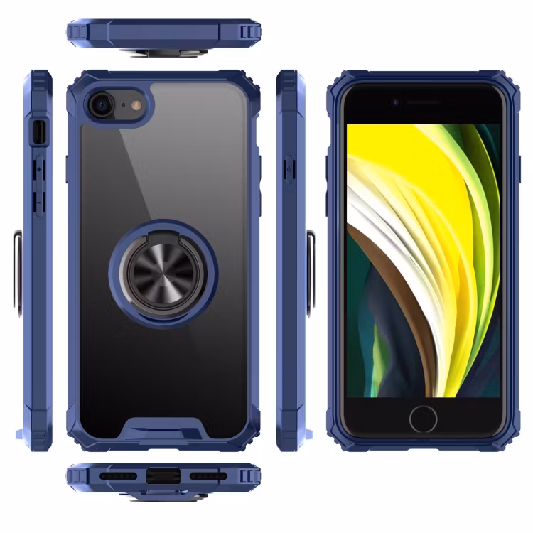 iPhone 7/8/SE - Stöttåligt Skal med Magnetisk ring Extra Förstärkt Blå