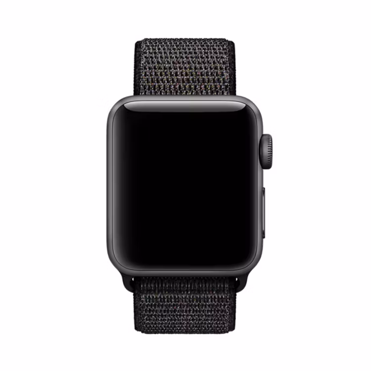 Nylon Armband Apple Watch 42/44/45 Sportloop Kardborreband Svart