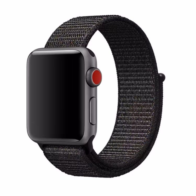 Nylon Armband Apple Watch 42/44/45 Sportloop Kardborreband Svart