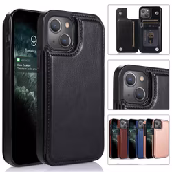 iPhone 13 Pro Max - Solid® Stöttåligt Läder Skal Korthållare Välj Färg