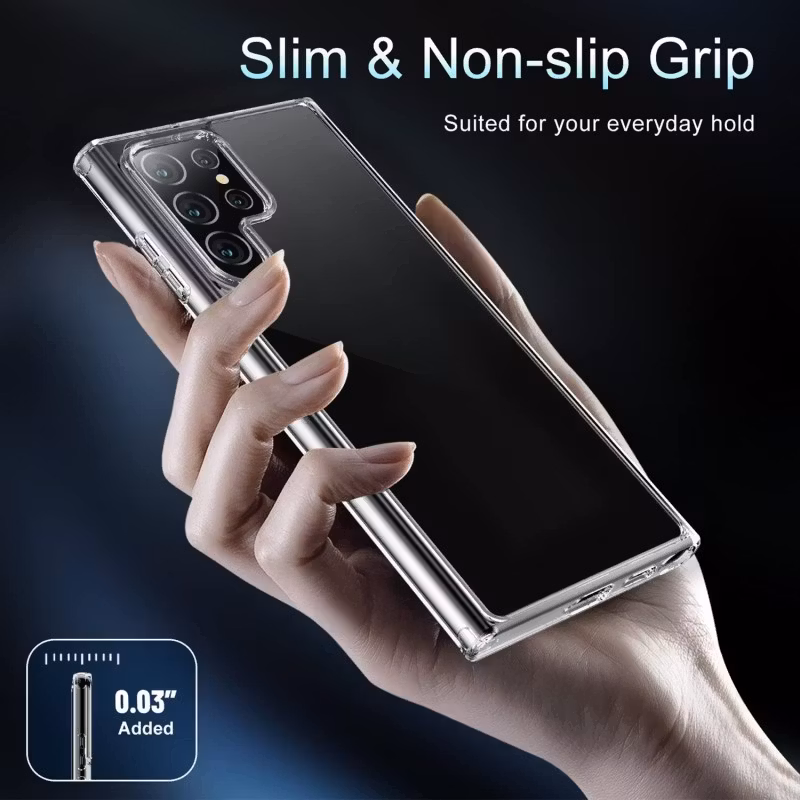 Samsung S22 Ultra - Stöttåligt Transparent Silikon Skal Solid® Extra Förstärkt