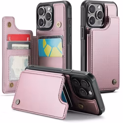 iPhone 14 Pro - Stöttåligt Skal 4-FACK Korthållare Roséguld