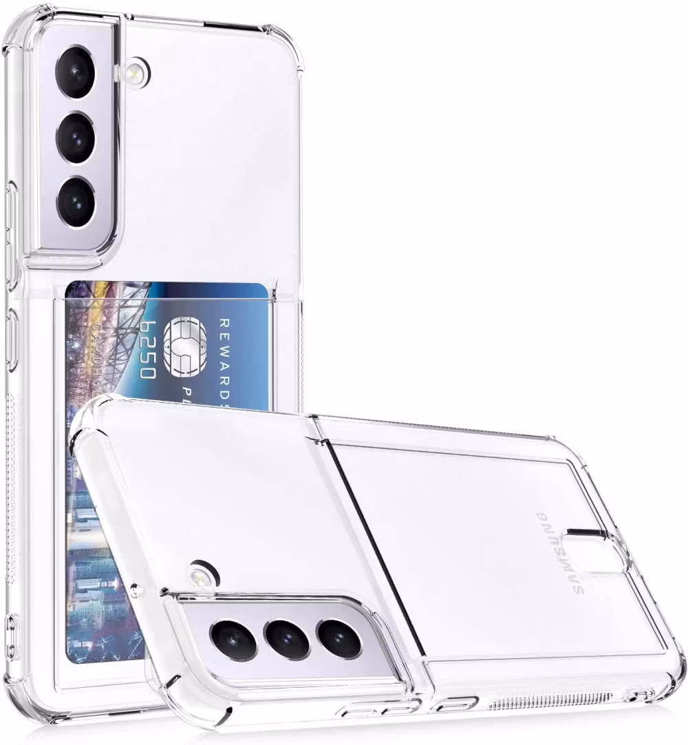 Samsung S22 - Stöttåligt Transparent Silikon Skal Kortfack Solid®