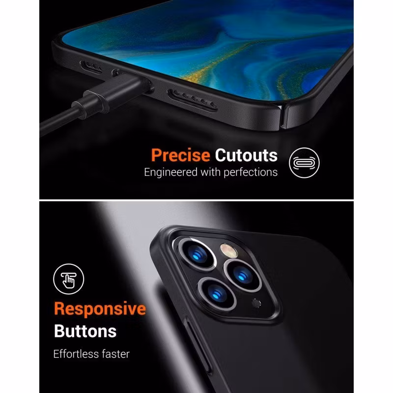 iPhone 14 Pro - Ultratunt Stöttåligt Skal Gummibelagt Nordic® Mattsvart