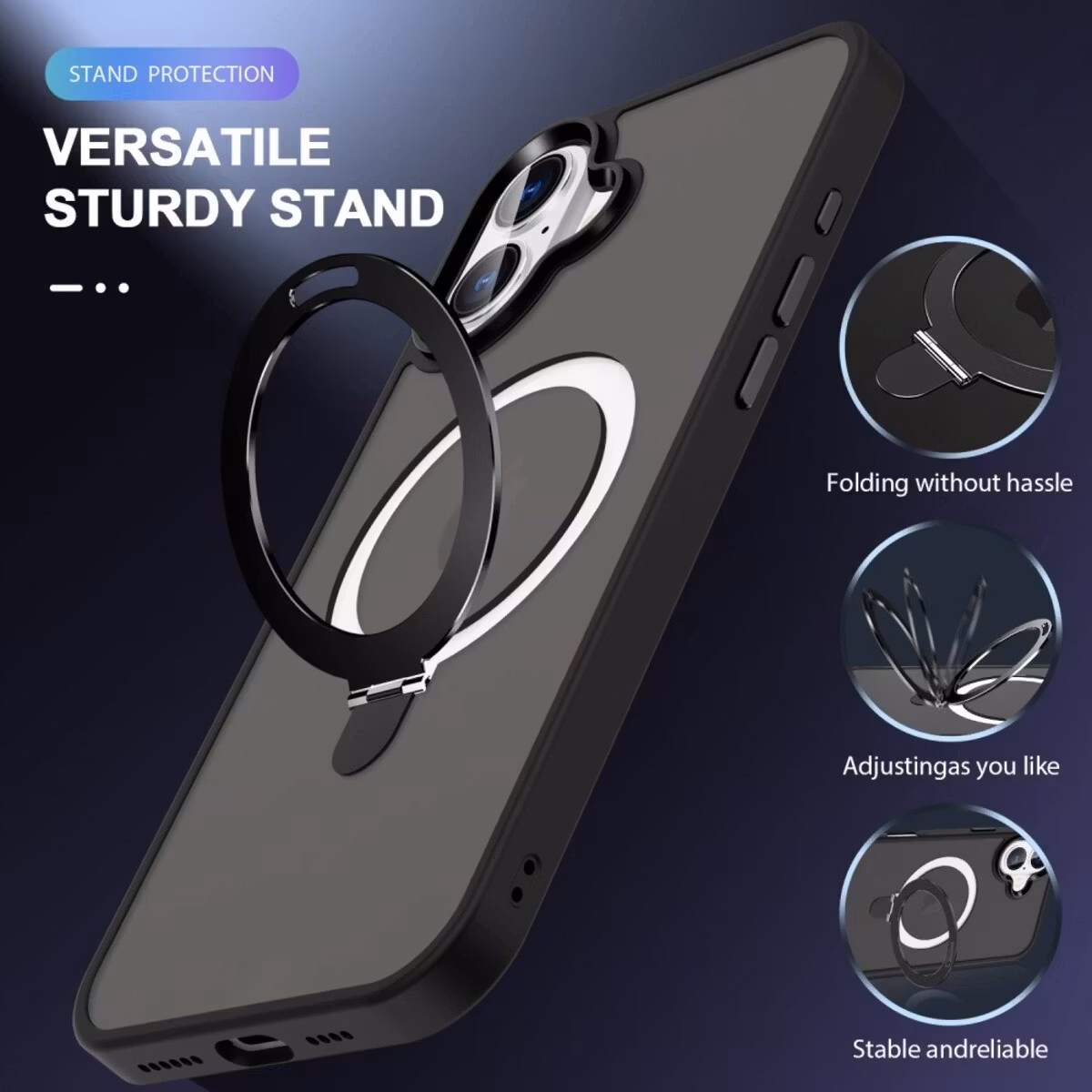 iPhone 16 - Magsafe Skal Kickstand Stöttåligt Matt Svart