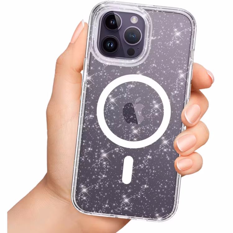 iPhone 12/12 Pro - Glitter MagSafe Skal Stöttåligt Transparent