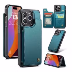 iPhone 14 Pro - Stöttåligt Skal 4-FACK Korthållare Grön