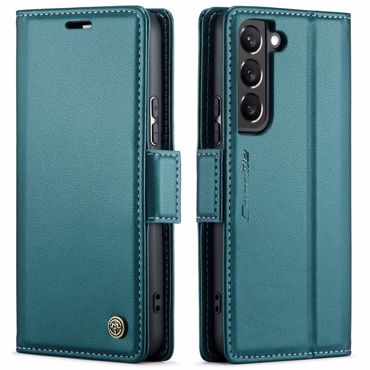 Samsung S24 - Fodral Premium Läder RFID Skyddat CaseMe® Grön